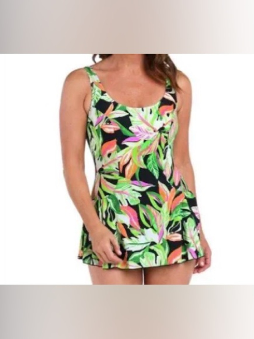 Maxine of Hollywood Women's Size 8 Rainforest Rainbow Princess Seam Floral Swim